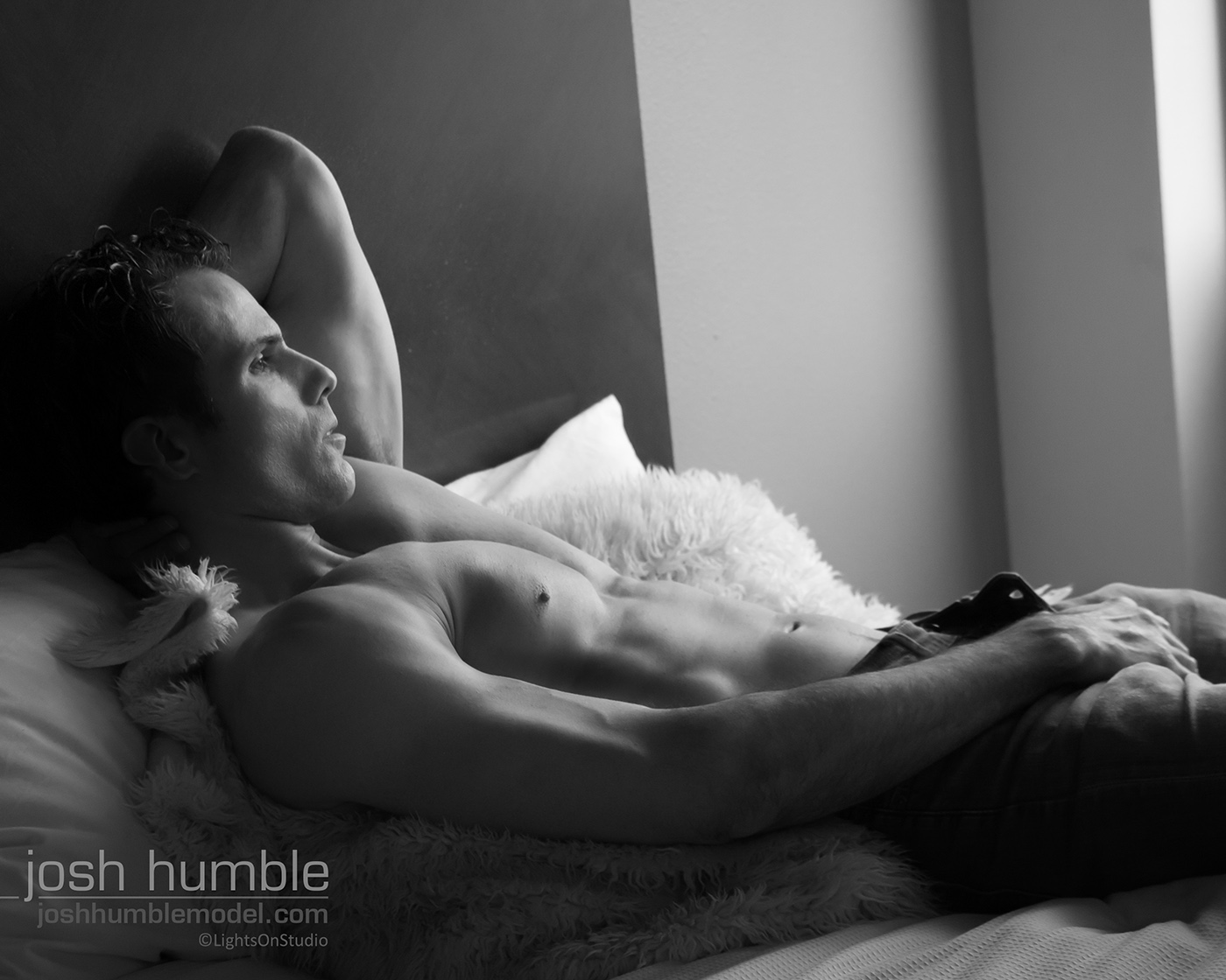 In Bed, Model: Josh Humble | Photographer: LightsOnStudio